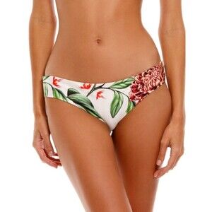Agua Bendita Zoe Blare Floral Bikini Swim Bottom Cream Red Size 2XL